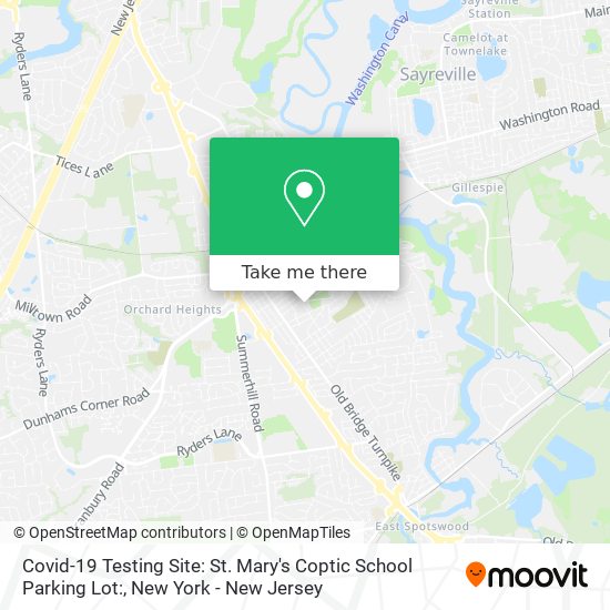 Mapa de Covid-19 Testing Site: St. Mary's Coptic School Parking Lot: