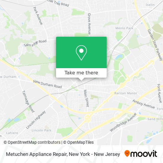 Mapa de Metuchen Appliance Repair