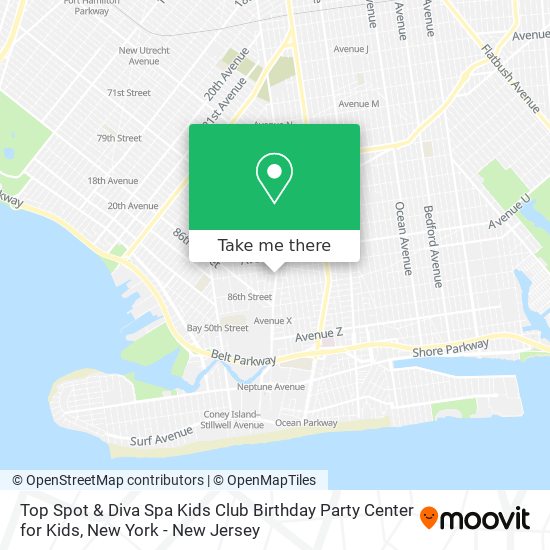 Top Spot & Diva Spa Kids Club Birthday Party Center for Kids map