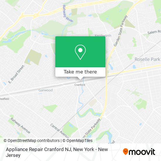 Appliance Repair Cranford NJ map