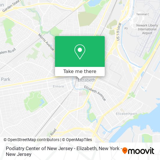 Podiatry Center of New Jersey - Elizabeth map