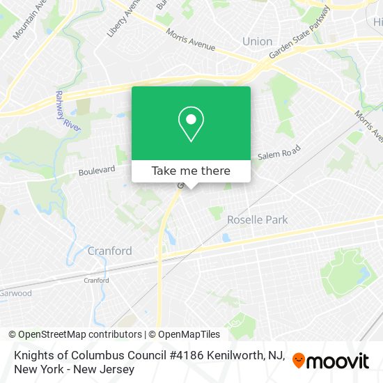 Mapa de Knights of Columbus Council #4186 Kenilworth, NJ