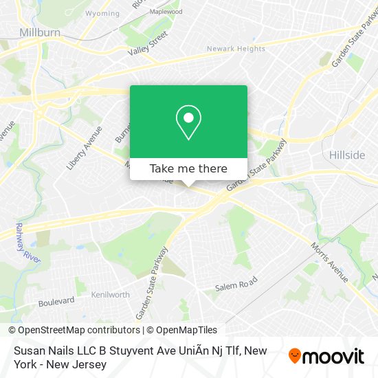 Mapa de Susan Nails LLC B Stuyvent Ave UniÃn Nj Tlf