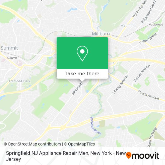 Mapa de Springfield NJ Appliance Repair Men