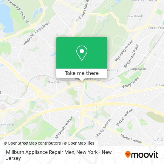 Millburn Appliance Repair Men map