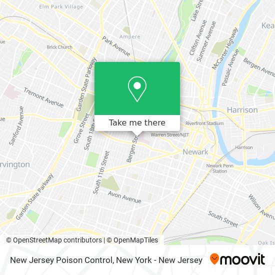 Mapa de New Jersey Poison Control