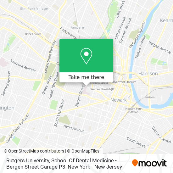 Rutgers University, School Of Dental Medicine - Bergen Street Garage P3 map