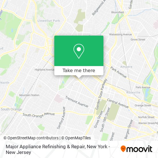 Major Appliance Refinishing & Repair map