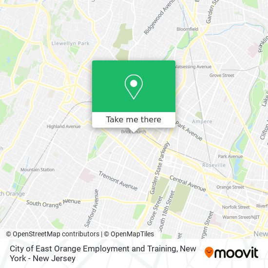 City of East Orange Employment and Training map