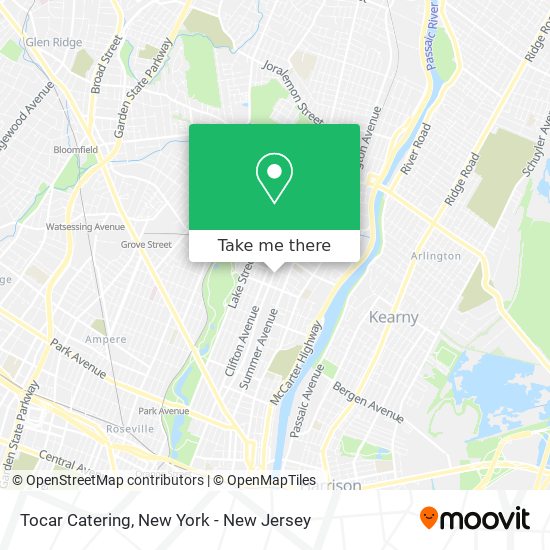 Tocar Catering map