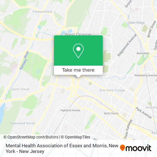 Mental Health Association of Essex and Morris map