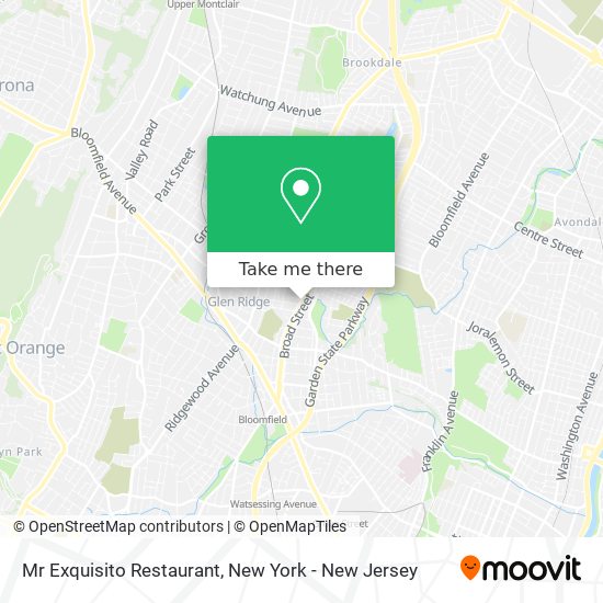 How to get to Mr Exquisito Restaurant in Bloomfield, Nj by Bus, Train or Subway?