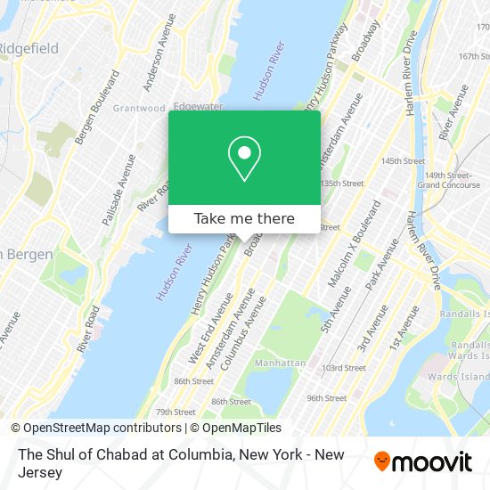 The Shul of Chabad at Columbia map