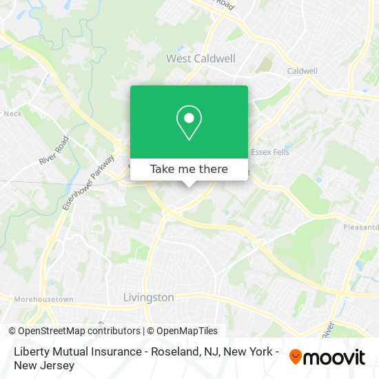 Mapa de Liberty Mutual Insurance - Roseland, NJ