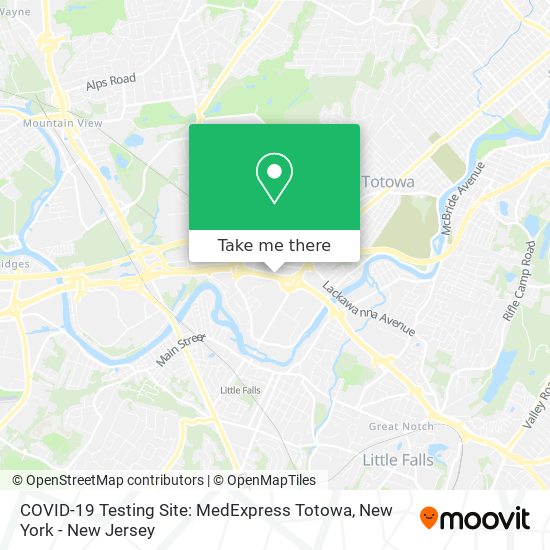 Mapa de COVID-19 Testing Site: MedExpress Totowa