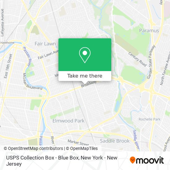 Mapa de USPS Collection Box - Blue Box