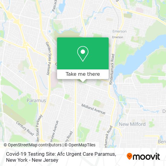 Mapa de Covid-19 Testing Site: Afc Urgent Care Paramus