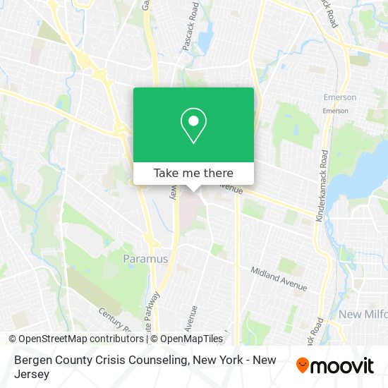 Bergen County Crisis Counseling map