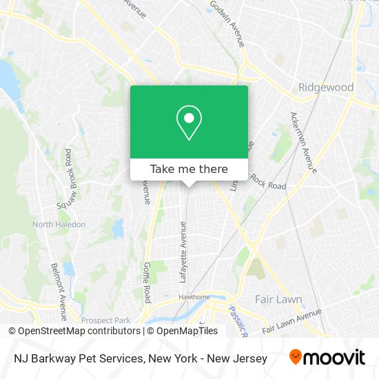 NJ Barkway Pet Services map