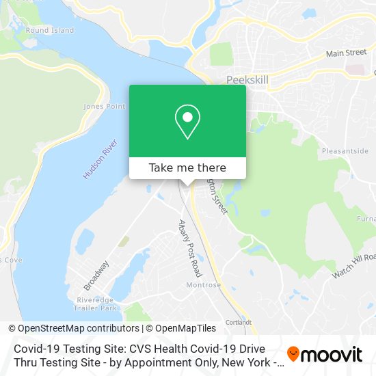 Mapa de Covid-19 Testing Site: CVS Health Covid-19 Drive Thru Testing Site - by Appointment Only