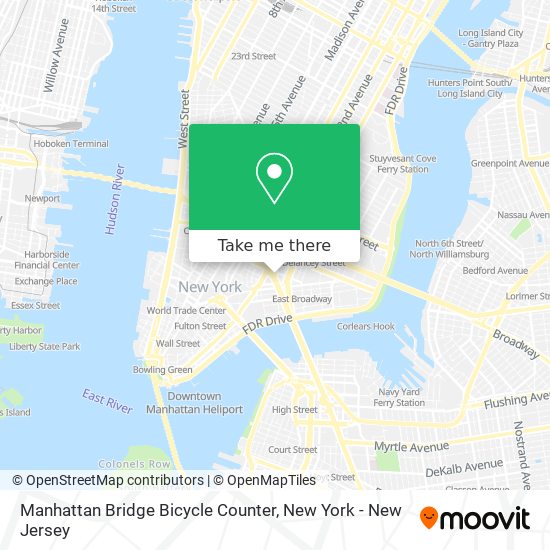 Mapa de Manhattan Bridge Bicycle Counter