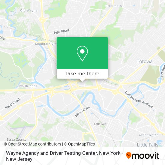 Wayne Agency and Driver Testing Center map