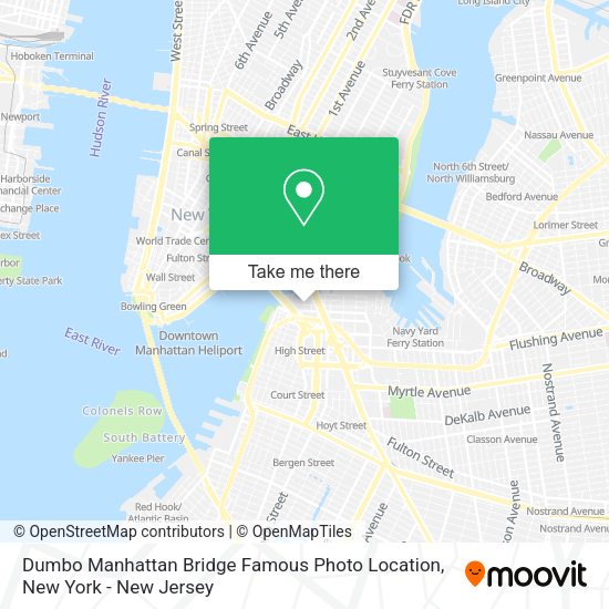 Mapa de Dumbo Manhattan Bridge Famous Photo Location