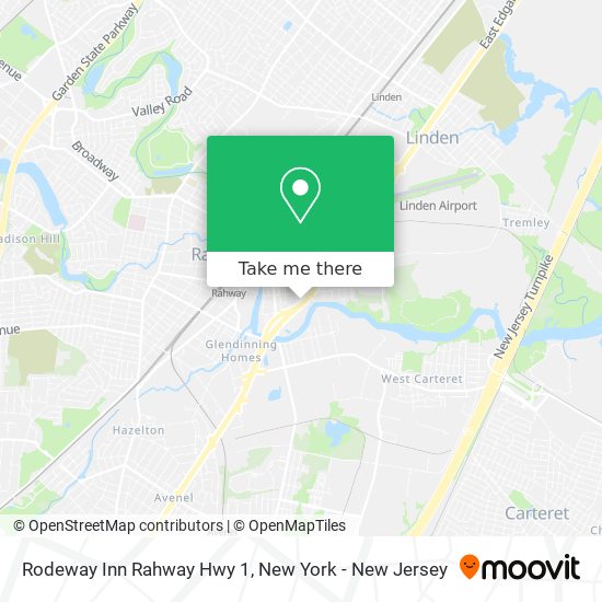 Rodeway Inn Rahway Hwy 1 map