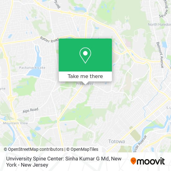 Unviversity Spine Center: Sinha Kumar G Md map