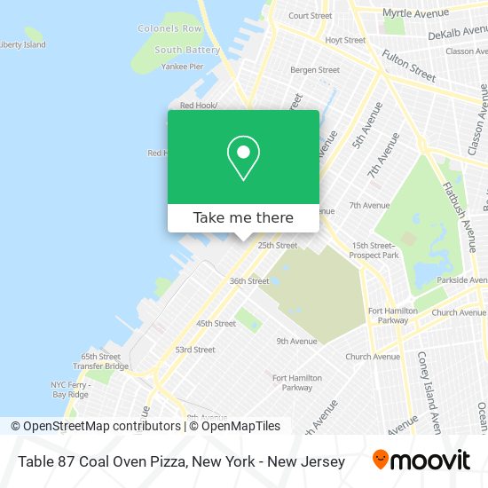 Table 87 Coal Oven Pizza map