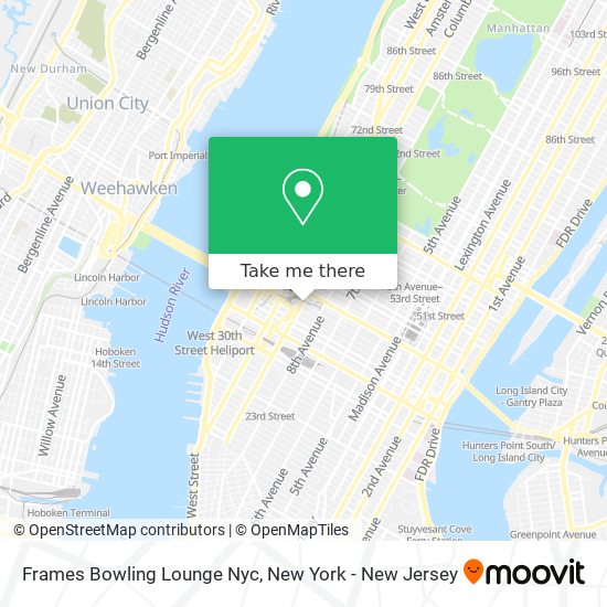 Mapa de Frames Bowling Lounge Nyc