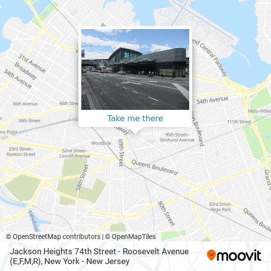 Jackson Heights 74th Street - Roosevelt Avenue (E,F,M,R) map