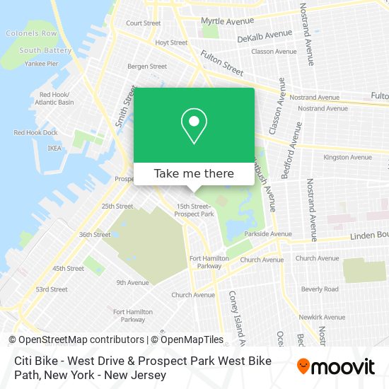 Citi Bike - West Drive & Prospect Park West Bike Path map