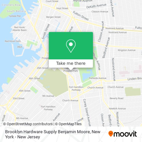 Brooklyn Hardware Supply Benjamin Moore map