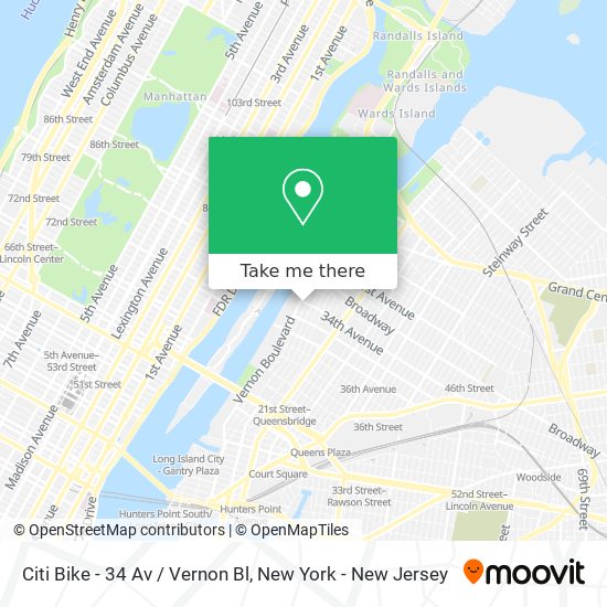 Mapa de Citi Bike - 34 Av / Vernon Bl