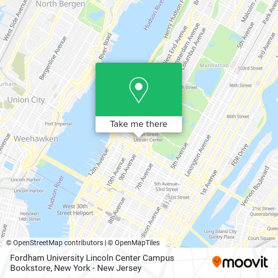 Fordham University Lincoln Center Campus Bookstore map