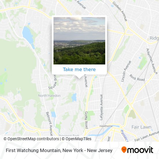 First Watchung Mountain map