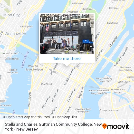 Stella and Charles Guttman Community College map