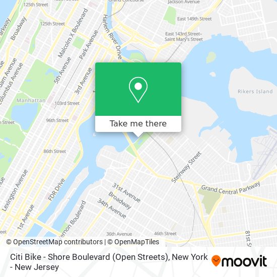 Citi Bike - Shore Boulevard (Open Streets) map