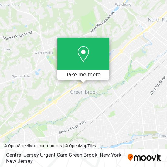 Central Jersey Urgent Care Green Brook map
