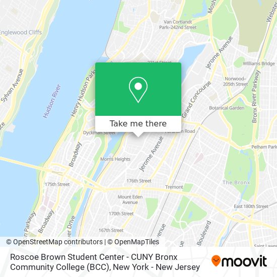 Mapa de Roscoe Brown Student Center - CUNY Bronx Community College (BCC)