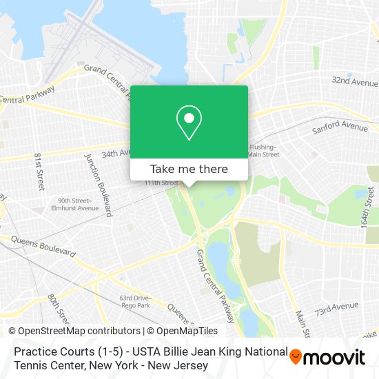 Mapa de Practice Courts (1-5) - USTA Billie Jean King National Tennis Center