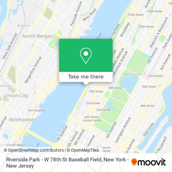 Mapa de Riverside Park - W 78th St Baseball Field