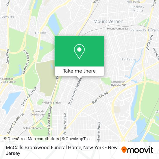 McCalls Bronxwood Funeral Home map