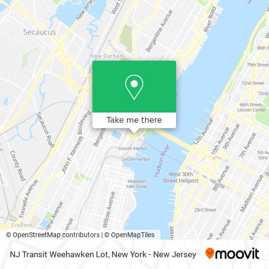 Mapa de NJ Transit Weehawken Lot