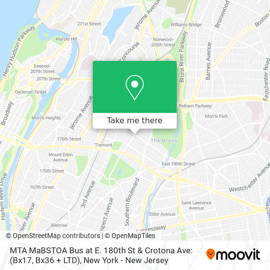 MTA MaBSTOA Bus at E. 180th St & Crotona Ave: (Bx17, Bx36 + LTD) map