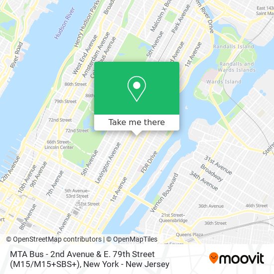 Mapa de MTA Bus - 2nd Avenue & E. 79th Street (M15 / M15+SBS+)
