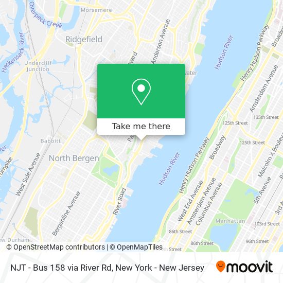 NJT - Bus 158 via River Rd map