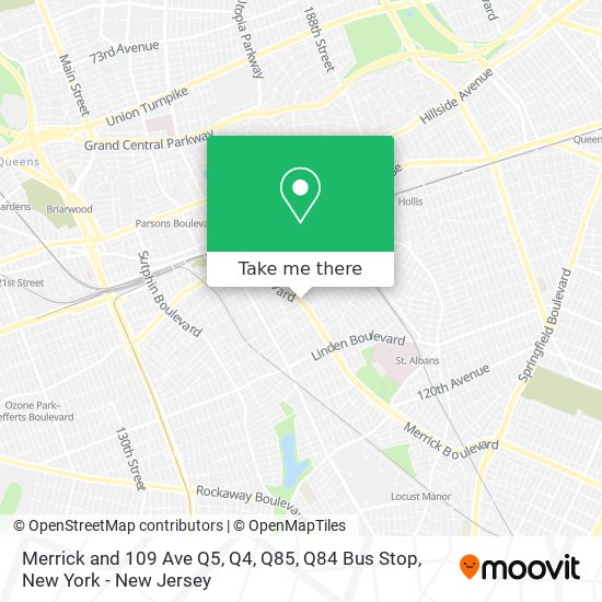 Mapa de Merrick and 109 Ave Q5, Q4, Q85, Q84 Bus Stop
