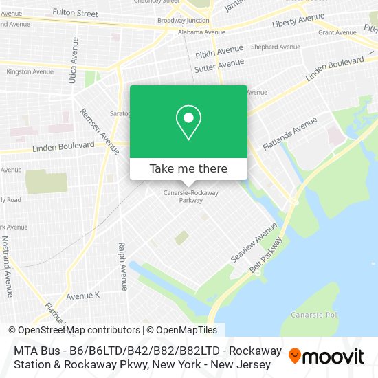 Mapa de MTA Bus - B6 / B6LTD / B42 / B82 / B82LTD - Rockaway Station & Rockaway Pkwy